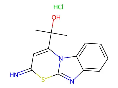 2-Imino-4-(1-hydroxy-1-methylethyl)-1,3-thiazono(2,3-b)benzimidazole hydrochloride structure