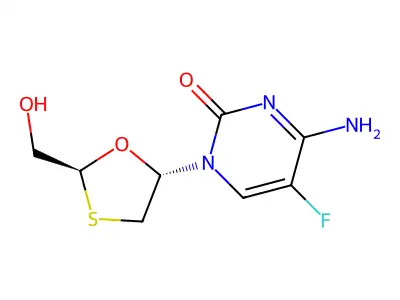 (+)-2'-Deoxy-3'-thia-5-fluorocytidine structure