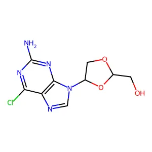 4-(2-Amino-6-chloro-9H-purin-9-yl)-1,3-dioxolane-2-methanol structure