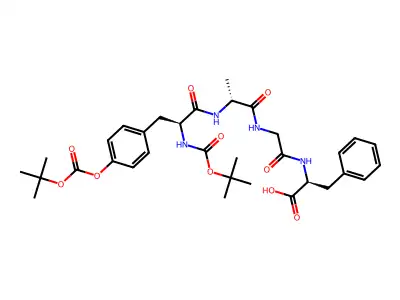 L-Phenylalanine, N-(N-(N-(N,O-bis(1,1-dimethylethoxy)carbonyl)-L-tyrosyl)-D-alanylglycyl)- structure