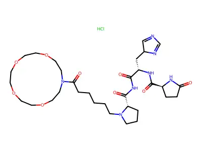 N-(Pyroglytamylhistidylprolyl-6-aminohexanoyl)aza-15-crown-5 hydrochloride structure