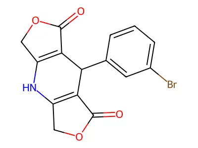 1H,3H-Difuro(3,4-b:3',4'-e)pyridine-1,7(4H)-dione, 5,8-dihydro-8-(3-bromophenyl)- structure