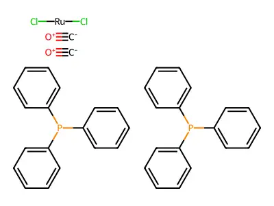 Bis(triphenylphosphine)ruthenium(II) dicarbonyl chloride structure