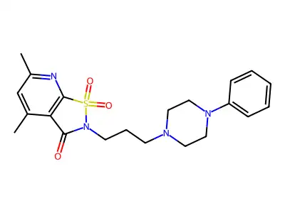 Isothiazolo(5,4-b)pyridin-3(2H)-one, 4,6-dimethyl-2-(3-(4-phenyl-1-piperazinyl)propyl)-, 1,1-dioxide structure