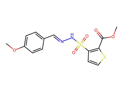 Methyl 3-[[(4-methoxyphenyl)methylideneamino]sulfamoyl]thiophene-2-carboxylate structure