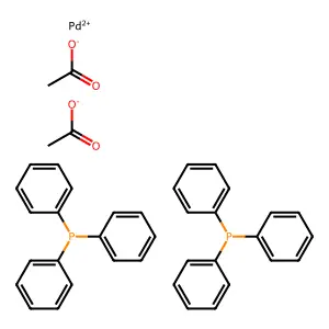 Bis(triphenylphosphinepalladium) acetate structure