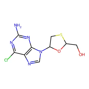 1,3-Oxathiolane-2-methanol, 5-(2-amino-6-chloro-9H-purin-9-yl)-, (2R-cis)- structure