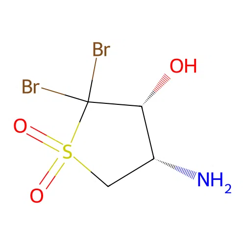 Thiophene-3-ol, 4-amino-2,2-dibromotetrahydro-, 1,1-dioxide, cis- structure