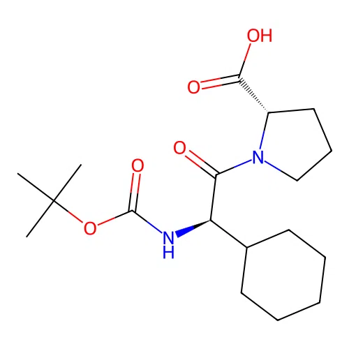 1-{(2R)-2-[(tert-butoxycarbonyl)amino]-2-cyclohexylethanoyl}-L-proline structure