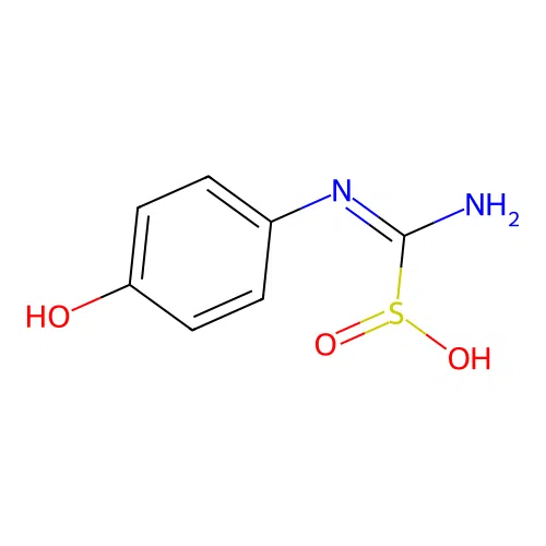 (4-Hydroxyanilino)(imino)methanesulfinic acid structure