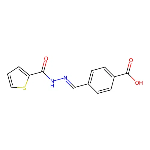 4-[(E)-(thiophene-2-carbonylhydrazinylidene)methyl]benzoic acid structure