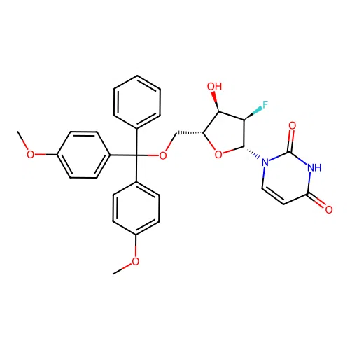 5'-O-(Bis(4-methoxyphenyl)(phenyl)methyl)-2'-deoxy-2'-fluorouridine structure