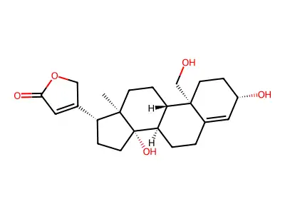 3,14,19-Trihydroxycarda-4,20(22)-dienolide structure
