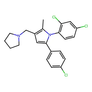 1H-Pyrrole, 5-(4-chlorophenyl)-1-(2,4-dichlorophenyl)-2-methyl-3-(1-pyrrolidinylmethyl)- structure