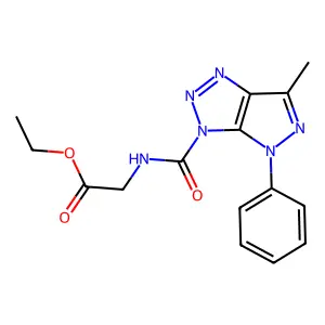 Glycine, N-((6-methyl-4-phenylpyrazolo(3,4-d)-1,2,3-triazol-3(4H)-yl)carbonyl)-, ethyl ester structure