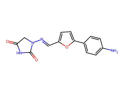 1-[[[5-(4-Aminophenyl)-2-furanyl]methylene]amino]-2,4-imidazolidinedione structure