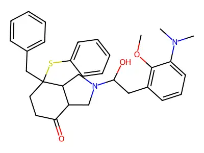 Thiopyrano(2,3-c)pyrrole, octahydro-6-((2-(3-(dimethylamino)propoxy)phenyl)acetyl)-4,4-diphenyl-, 1-oxide, (1-alpha,4a-alpha,7a-alpha)-(+-)- structure