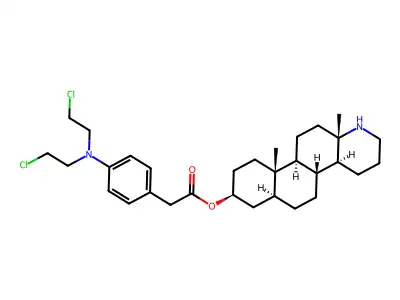 3-hydroxy-17-aza-D-homoandrostan-4-N,N-bis(2-chloroethyl)aminophenylacetate structure