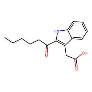 (2-hexanoyl-1H-indol-3-yl)acetic acid structure