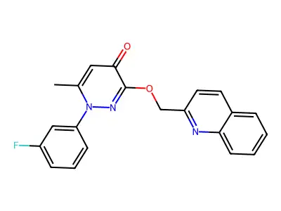 4(1H)-Pyridazinone, 1-(3-fluorophenyl)-6-methyl-3-(2-quinolinylmethoxy)- structure