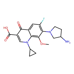 3-Quinolinecarboxylic acid, 1,4-dihydro-7-(3-amino-1-pyrrolidinyl)-1-cyclopropyl-6-fluoro-8-methoxy-4-oxo-, (S)- structure