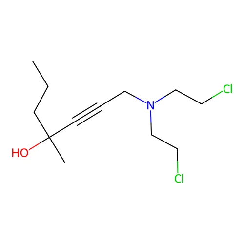 1-[Bis(2-chloroethyl)amino]-4-methylhept-2-yn-4-ol structure
