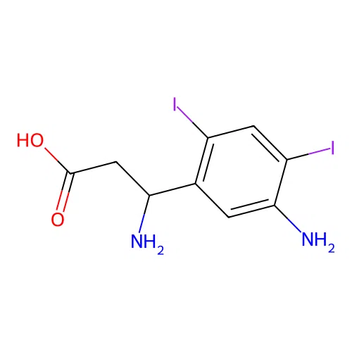 3-Amino-3-(5-amino-2,4-diiodophenyl)propanoic acid structure