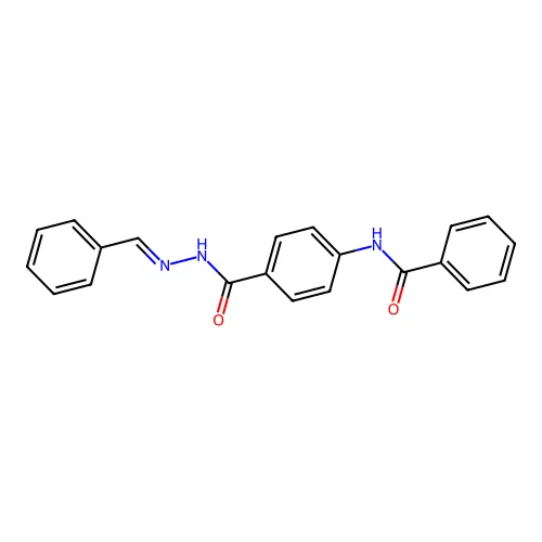 4-benzamido-N-(benzylideneamino)benzamide structure