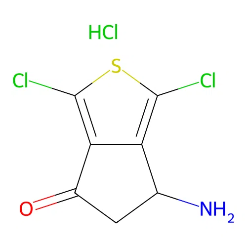 4H-Cyclopenta[c]thiophene-4-one,3-dichloro-5,6-dihydro-, hydrochloride structure
