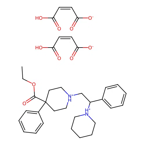 Isonipecotic acid, 4-phenyl-1-(beta-piperidinophenethyl)-, ethyl ester, maleate (1:2) structure