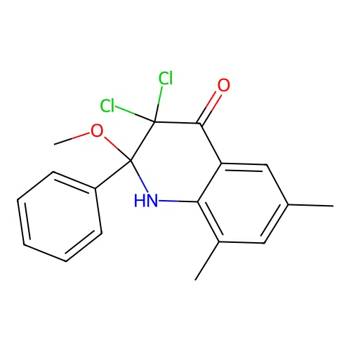 3,3-dichloro-2-methoxy-6,8-dimethyl-2-phenyl-1H-quinolin-4-one structure