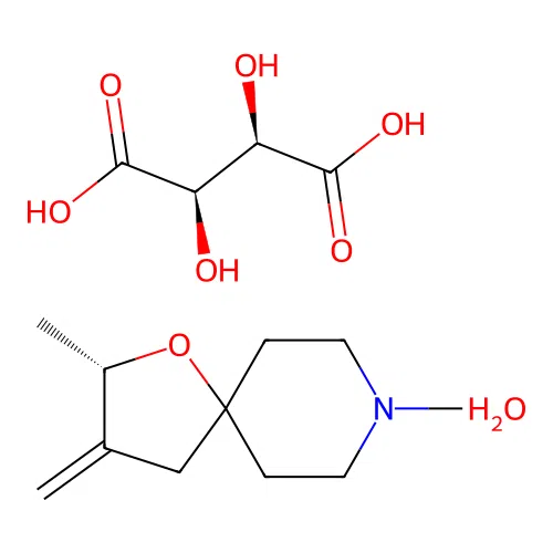 (-)-(S)-2,8-dimethyl-3-methylene-1-oxa-8-azaspiro[4.5]decane L-tartrate monohydrate structure