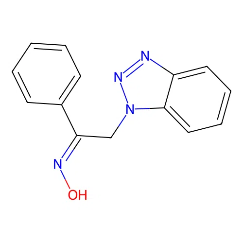 (NZ)-N-[2-(benzotriazol-1-yl)-1-phenylethylidene]hydroxylamine structure
