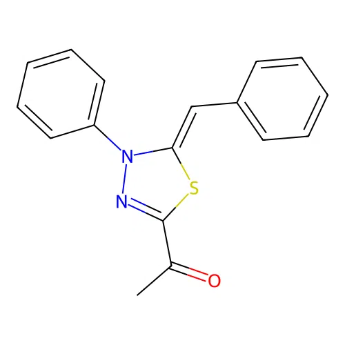 Ethanone, 1-(4-phenyl-5-(phenylmethylene)-4,5-dihydro-1,3,4-thiadiazol-2-yl)- structure