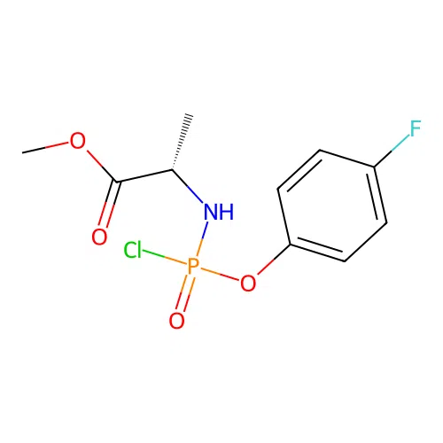 methyl (2S)-2-[[chloro-(4-fluorophenoxy)phosphoryl]amino]propanoate structure