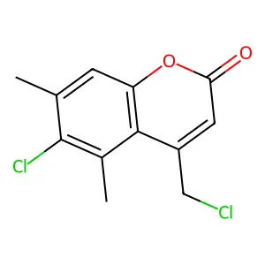 6-chloro-4-(chloromethyl)-5,7-dimethyl-2H-chromen-2-one structure