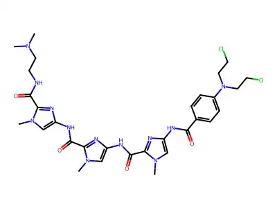 4-(((4-((4-(Bis(2-chloroethyl)amino)benzoyl)amino)-1-methyl-1H-imidazol-2-yl)carbonyl)amino)-N-(2-(((2-(dimethylamino)ethyl)amino)carbonyl)-1-methyl-1H-imidazol-4-yl)-1-methyl-1H-imidazole-2-carboxamide structure