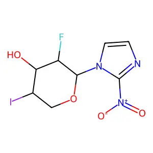 1-(2-Fluoro-4-iodo-2,4-dideoxyxylopyranosyl)-2-nitroimidazole structure