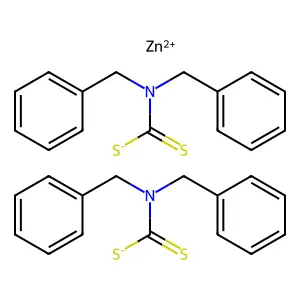 Zinc dibenzyldithiocarbamate structure