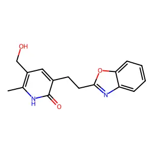3-[2-(1,3-benzoxazol-2-yl)ethyl]-5-(hydroxymethyl)-6-methyl-1H-pyridin-2-one structure