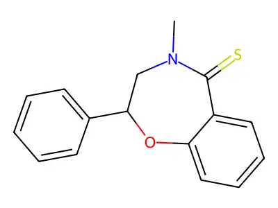 4-methyl-2-phenyl-3,4-dihydro-1,4-benzoxazepine-5(2H)-thione structure
