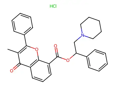 4H-1-Benzopyran-8-carboxylic acid, 3-methyl-4-oxo-2-phenyl-, 1-phenyl-2-(1-piperidinyl)ethyl ester, hydrochloride, (+-)- structure