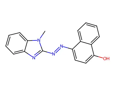 4-[(E)-(1-methyl-1H-benzimidazol-2-yl)diazenyl]naphthalen-1-ol structure