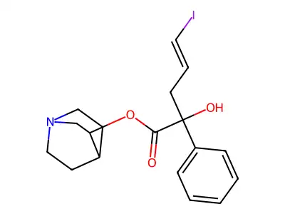 1-Azabicyclo[2.2.2]octan-3-yl 2-hydroxy-5-iodo-2-phenylpent-4-enoate structure
