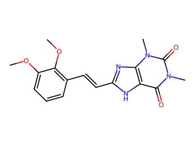 8-[2-(2,3-dimethoxyphenyl)ethenyl]-1,3-dimethyl-7H-purine-2,6-dione structure