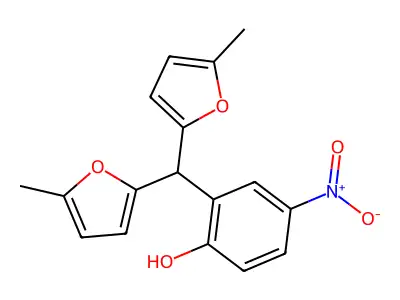 2-(Bis(5-methyl-2-furanyl)methyl)-4-nitrophenol structure