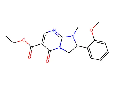 Imidazo(1,2-a)pyrimidine-6-carboxylic acid, 1,2,3,5-tetrahydro-2-(2-methoxyphenyl)-1-methyl-5-oxo-, ethyl ester structure