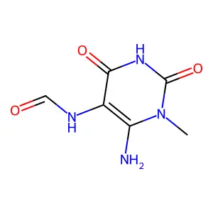 N-(6-amino-1,2,3,4-tetrahydro-1-methyl-2,4-dioxo-5-pyrimidinyl)formamide structure