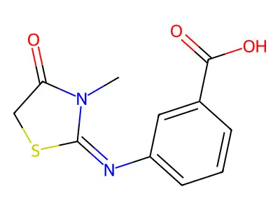 3-[(3-Methyl-4-oxo-2-thiazolidinylidene)amino]benzoic acid structure