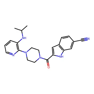 1-((6-Cyano-2-indolyl)carbonyl)-4-(3-(isopropylamino)-2-pyridinyl)piperazine structure